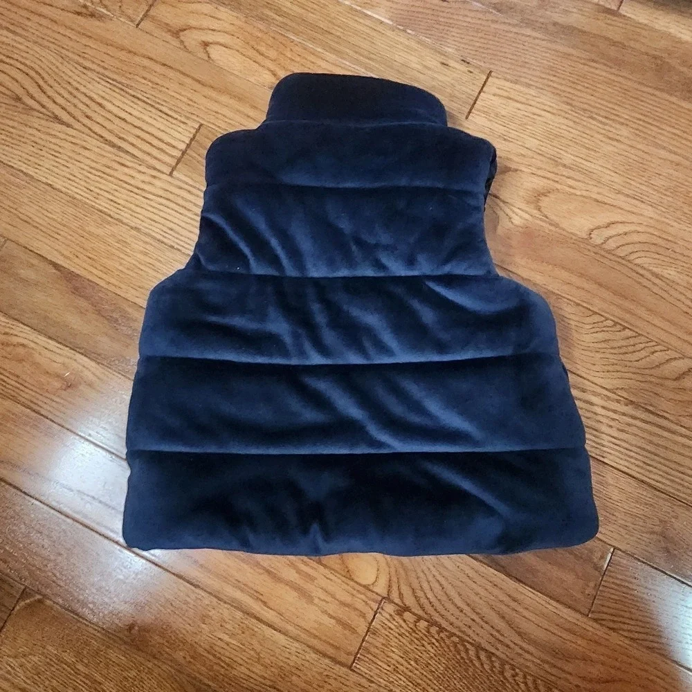 OshKosh B'Gosh Girls‎ Blue Faux Fur Puffer Vest Gold Zipper Pockets 2T